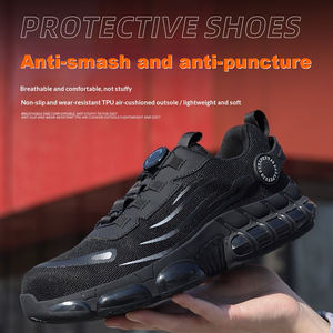 Chaussures de sécurité à embout d'acier gris-noir, confortables, anti-épines, respirantes et légères pour hommes, marque privée - Product Image 5