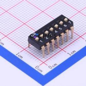 DSIC07LH-P DIP Switch Through hole Component (THT) Switch Flat Toggle, Raised Type Single Pole Single Throw 7 PC Pin - Product Image 1