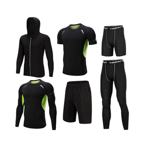 Conjunto de Gimnasio Profesional con precio al por mayor, mono de compresión ajustado para hombre, trajes de 6 piezas, ropa deportiva de compresión con logotipo personalizado - Product Image 3