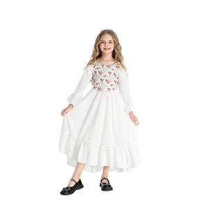 Vestido retro medieval para <span class=keywords><strong>niñas</strong></span> con bordes con volantes, ropa para niños <span class=keywords><strong>de</strong></span> pastizales coloniales del Renacimiento victoriano - Product Image 4