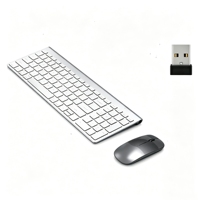 Clavier et souris sans fil rechargeables 2,4 G 109S avec récepteur USB - Ensemble de bureau fin 99 touches (Argent/Noir/Gunmetal)