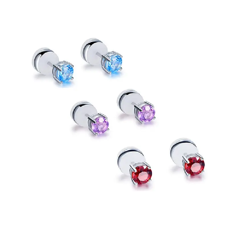 Custom Natural Garnet Topaz Amethyst Spinel Stud Earrings Minimalist S925 Sterling Silver 5mm Gemstone Jewelry for Wholesale