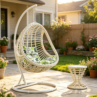 Fauteuil suspendu en rotin en forme de nid d'oiseau avec table à thé, chaise balançoire pour balcon, hamac de jardin, mobilier de balcon - Vente en gros