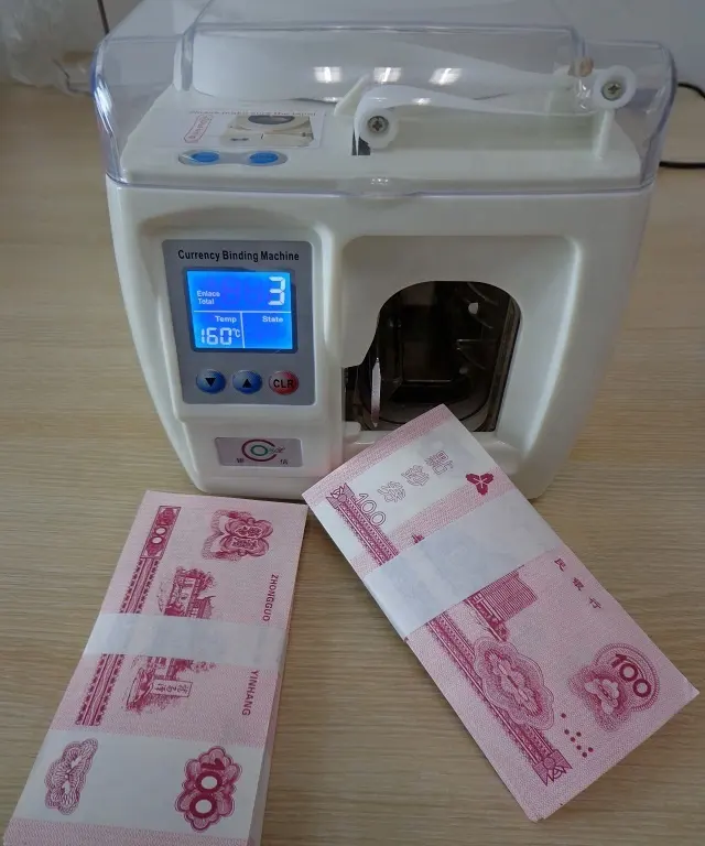 Banka kullanımı banknot para ciltleme makinesi akıllı mini çemberleme para döviz binder 40mm