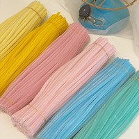 Aierflorist 500 pièces Tiges torsadées chenille ultra-denses couleur macaron pour DIY parent-enfant, brins floraux en fil chenille duveteux