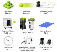Machine à balles de tennis Fivek Pusun PT-Mini Pro légère, pour entraînement, vitesse 8-60 km/h, fréquence d'envoi réglable via l'application