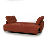 Canapé-lit convertible 2 places en tissu rouge bordeaux avec pieds en bois pour salon, appartement, mobilier de maison