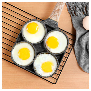 Sartén antiadherente, sartén con 4 agujeros, bistec, huevo, tortilla gruesa, sartén con mango de madera, sartén para utensilios de cocina - Product Image 5