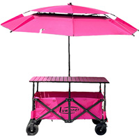Chariot de camping pliable avec roues tout-terrain, hauteur réglable, poignée télescopique, pour rangement de voiture, installation en une seconde