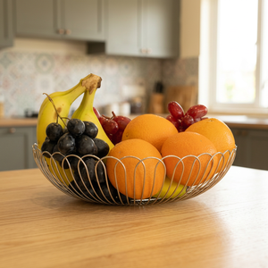 Panier à fruits en fil métallique rond, minimaliste, pour rangement de cuisine, facile à nettoyer, bol en métal à un seul niveau - Product Image 5