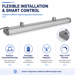 Luz LED Tri-Proof Personalizable OEM con Sensor de Emergencia y Opciones <span class=keywords><strong>DALI</strong></span> para Aplicaciones de Licitación de Proyectos - Product Image 5