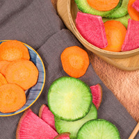 Chips de radis mélangés, trois couleurs, chips de radis séchés, chips de radis vert, chips de légumes séchés