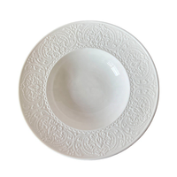 Nouvelle Assiette en Porcelaine de Luxe Moderne en Céramique, Motif Floral en Relief, 6/7/8/9/10/11 Pouces, pour Fruits et Desserts, Idéale pour Mariages et Cadeaux