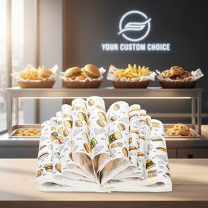 Papier sulfurisé alimentaire biodégradable avec logo personnalisé, enduit de PE, pour l'emballage du pain, des biscuits et des plats rapides - Product Image 1