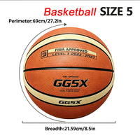 Bola Basket GG5X PU Ukuran 7, Bola Latihan Profesional Tahan Lama untuk Atlet Remaja, Latihan Tembak Indoor Outdoor