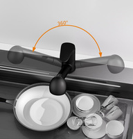 Mélangeur de cuisine en laiton au design moderne Robinet d'eau chaude et froide à 2 fonctions avec tirette Finition chromée Style contemporain pour évier