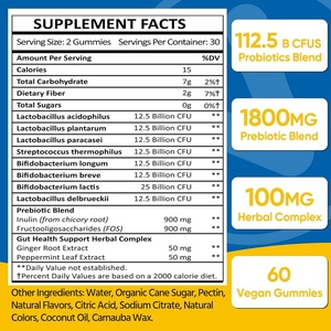 High Quality Promote Digestive Healthier Balance Gut Microflora Promote Digestion Probiotic & Prebiotic Blend <b>Gummy</b> <b>Candy</b> - Product Image 2