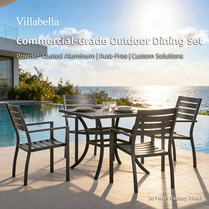 Juego de Comedor Moderno para Exteriores, Totalmente de Aluminio, 5 Piezas, Muebles de Jardín y Patio, Mesa y Sillas Apilables, para Hotel, Bistro, <span class=keywords><strong>Restaurante</strong></span> - Product Image 1