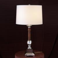 Lampe de table minimaliste lampe de table en cristal chromé noir abat-jour de tambour blanc corps en verre ambiant batterie AC pour chambres à coucher