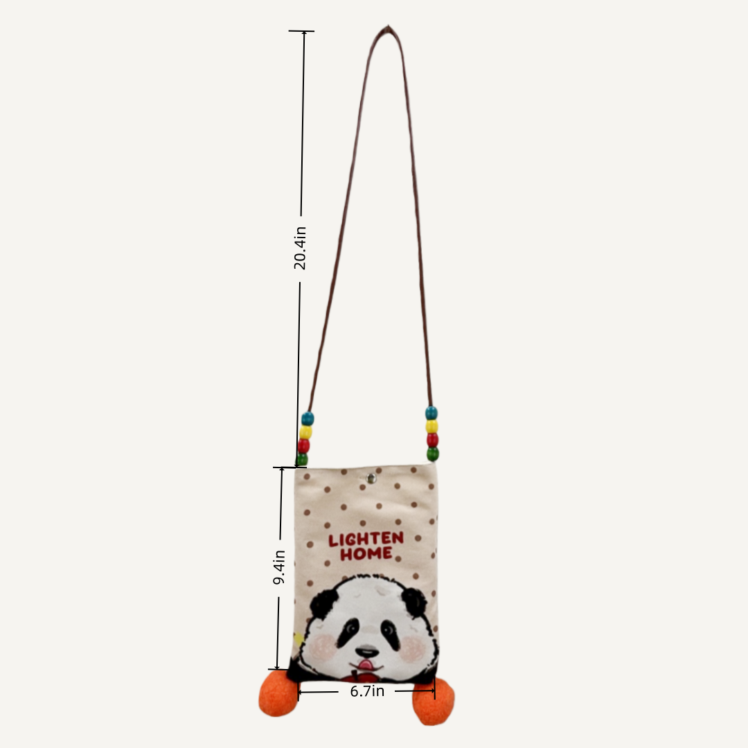 Vintage Style Panda Cartoon Canvas Bag High Quality Fashionable Shoulder Bag for Girls Casual Daily Use Shopping Tote