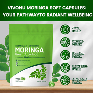 Gélules de Moringa Super Aliment Vert 6000mg/Portion Sans Gluten Ni Produits Laitiers Favorise le Sommeil, l'Énergie et les Articulations Compléments Alimentaires Nourrissants - Product Image 5