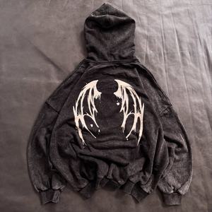 Sweat-shirt vintage délavé à l'acide de haute qualité, fabriqué sur mesure, poids lourd 420g, 100% coton, streetwear imprimé, sweat-shirt noir surdimensionné - Product Image 2