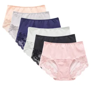 Womens Sexy Underwear Cintura Média Alta Pura Algodão Virilha Grande Suor Respirável Lace Free Women Underwear