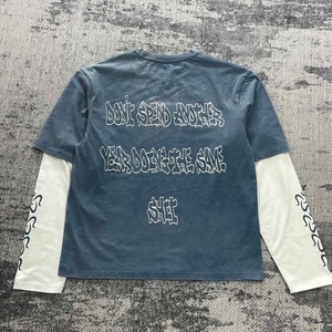 <span class=keywords><strong>T</strong></span>-<span class=keywords><strong>shirt</strong></span> à manches longues en coton pour homme, <span class=keywords><strong>personnalisé</strong></span>, lavage à l'acide, double couche, broderie <span class=keywords><strong>et</strong></span> impression sérigraphique, MT1719 - Product Image 2