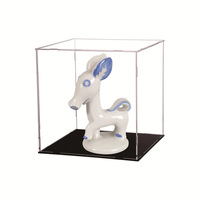10x10x10 12x12x12 15x15x15 Zoll Quadratische Zusammenklappbare Acryl-Vitrine mit Schwarzem Sockel