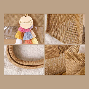 Borsa Tote in Iuta <span class=keywords><strong>Personalizzata</strong></span> all'Ingrosso <span class=keywords><strong>con</strong></span> <span class=keywords><strong>Nome</strong></span> Inciso, Borsa da Spiaggia in Lino <span class=keywords><strong>con</strong></span> Nappe per Regali e Shopping - Product Image 4