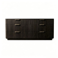 Meubles de chambre à coucher de style rétro américain, en bois massif, placage de chêne, commode sur mesure avec six tiroirs pour villa, appartement, chambre à coucher