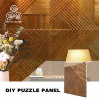 Panel Decorativo 3D MUMU, Estilo Madera Natural, para Decoración de Fachadas, Paneles de Pared con Diseño de Rejilla para Sala de Estar