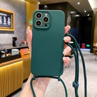 Étui de téléphone portable en silicone liquide de luxe flambant neuf, antichoc, anti-chute, avec cordon, compatible avec 17 Pro Max