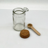 Offre Spéciale – Bocaux à Épices Ronds en Verre de Qualité Supérieure 120 ml avec Cuillère et Bouchon en Bois pour Conserver Confitures, Miel, Sel et Sucre