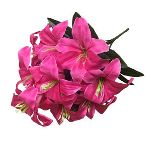 Proveedor de Yiwu, venta al por mayor, 10 flores de lirio artificiales de seda, decorativas funerarias personalizadas baratas para tumbas para ocasiones de Pascua - Product Image 2