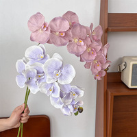 Tiges d'orchidées en soie réalistes de grande taille de 90 cm, cymbidium, fleurs rouges foncées, violettes, blanches, artificielles modernes, toucher réel