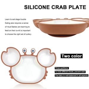 Assiette à ventouse en silicone de qualité alimentaire sans BPA, motif crabe, antidérapante, pour tout-petits et enfants, ensemble de vaisselle pour repas - Product Image 4