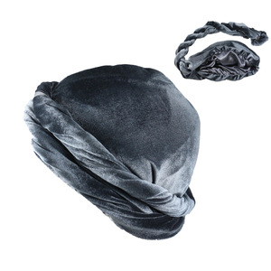 Pré-attaché Satin soie doublé velours Dreadlocks Halo Turban tête Wrap crâne casquette pour hommes femmes pour cyclisme sport pêche <span class=keywords><strong>Bonnet</strong></span> - Product Image 4