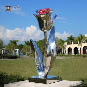 Trevi Nhà Máy Thương Mại Ngoài Trời Kim Loại <span class=keywords><strong>Rose</strong></span> Điêu Khắc Vườn Gương Thép Không Gỉ <span class=keywords><strong>Red</strong></span> Flower Bức Tượng Đánh Bóng Kỹ Thuật - Product Image 4