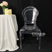 Chaise moderne transparente acrylique PC résine durable jardin empilable démonté une pièce design pour princesse reine salon
