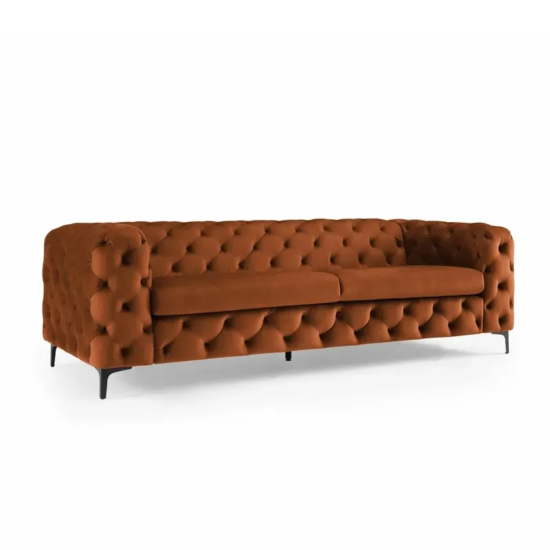 Гостиная Роскошная мягкая Оранжевая Бархатная ткань современный 1 + 2 + 3 местный диван из нержавеющей стали комплект мебель современная