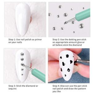 5pcs UV Gel Nail Art Kit Dotting Pen avec manche en acrylique et 2 voies strass bois brosse Salon décoration manucure outils - Product Image 6