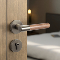 Serrure de chambre à coucher silencieuse intérieure simple et moderne pour appartements Poignée de porte en bois de noyer noir satiné Alliage d'acier Laiton