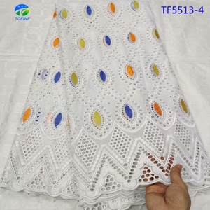Bel bambino rosa svizzero di pizzo 100% di cotone a secco di pizzo di nozze tessuto con pietre - Product Image 6