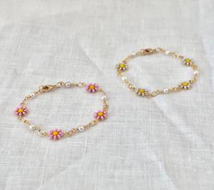 Chỉ U Vàng Hoa Vòng Đeo Tay Món Quà Sinh Nhật Trẻ Em Của Màu Hồng Trắng Daisy Vòng Đeo Tay Ngọt Ngào Dễ Thương Bé Vòng Đeo Tay Cho Cô Gái - Product Image 2