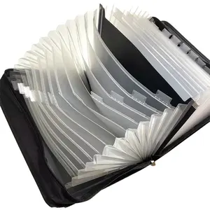 Tas gendong dokumen portabel bisnis, tas Tote dokumen ritsleting portabel gaya gantung tahan api ramah lingkungan, Folder akordeon memperluas