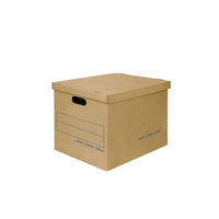 Caja de Cartón Corrugado Personalizada para Almacenamiento de Archivos con Tapa y Asas, Forrada para Uso en Exhibiciones