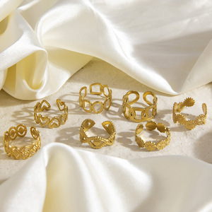 Fashion <b>Rings</b> Women Geometric Flower Heart Shape Open Design <b>Titanium</b> Steel Jewelry Gift Yiwu Origin - Product Image 1