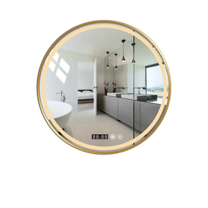 <span class=keywords><strong>Miroir</strong></span> de salle de bain rond à LED avec cadre <span class=keywords><strong>noir</strong></span>, <span class=keywords><strong>miroir</strong></span> de maquillage mural rétroéclairé à commande tactile - Product Image 5