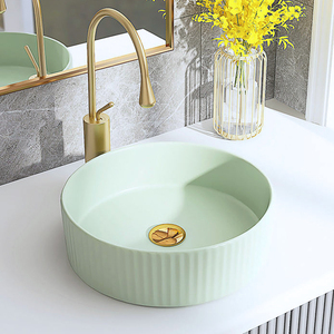 Évier de salle de bain moderne et rond, évier d'italie en porcelaine noire mat en céramique, lavage à main, 78728MB, modèle - Product Image 5